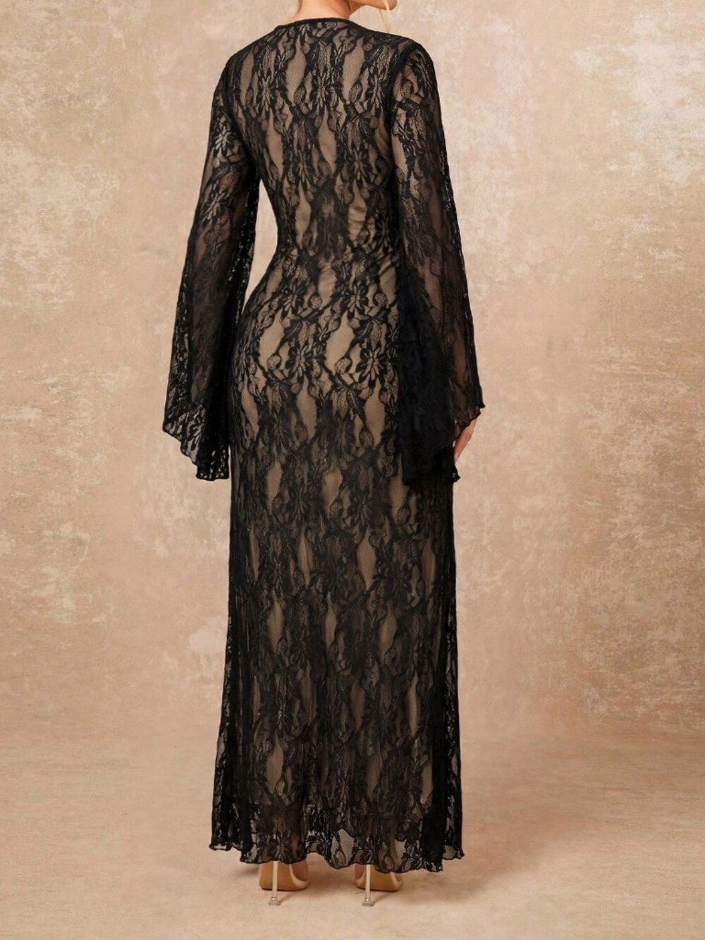 Black Elegant Women's A-line Dress - Picture 8 of 9